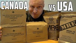 US vs Canadian Military MRE Meal Ready To Eat Taste Test Challenge [upl. by Eimmas684]