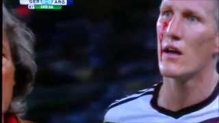 Bastian Schweinsteiger injured by Sergio Aguero Germany vs Argentina [upl. by Gib]