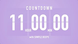 11 Hours Countdown Flip Clock Timer  Simple Beeps 🫐 🔔 [upl. by Etsyrk212]