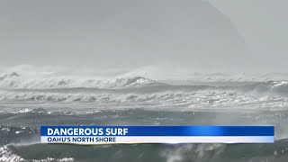 Cautions raised about high surf on Oahu’s North Shore [upl. by Ydac]