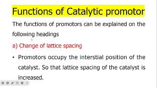 Functions of Catalytic promotorCHEM201BSc II [upl. by Ymas]