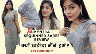 Myntra Sequined Saree Review  Myntra Saree myntra saree review [upl. by Billmyre]