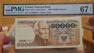 Mój pierwszy banknot w gradingu PMG PRL 50000 złotych 1989 [upl. by Herrington]