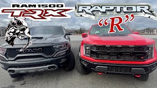 TRUCKMAGEDDON 702hp Ram TRX Vs 700hp 2023 Raptor “R” Drag Race [upl. by Carson]