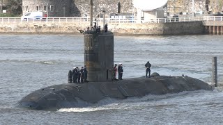 Nuclear attack submarine outbound from base HMS Triumph ⚓️ [upl. by Halie]