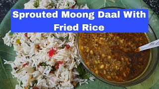 Summer Special Easy Lunch  Sprouted Moong Daal With Fried Rice [upl. by Arotak]