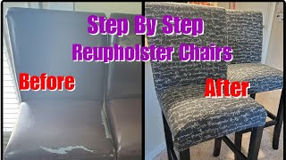 HOW TO Reupholster Bar Stools Chairs  DIY SUPER CHEAP [upl. by Nodnil]