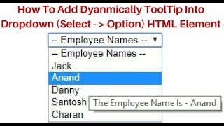 dropdown select option dynamically tooltip using jquery  php [upl. by Naujek]