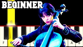 Wednesday Plays The Cello  Paint it Black Rolling Stones Easy and Slow Piano tutorial  Beginner [upl. by Kciredec532]