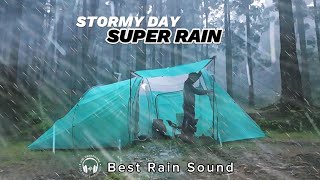 🎧 HIGH INTENSITY RAINSTORM Solo Camping in Heavy Rain amp Thunderstorms JUMBO TENT CAMPING [upl. by Thane439]