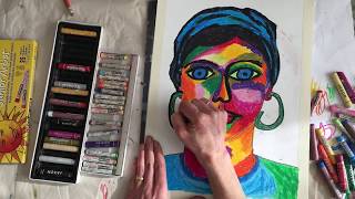 Jawlensky Portrait Drawing Tutorial in Oil Pastel [upl. by Colinson]