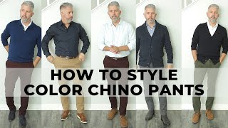 How to Style Colored Chinos This Fall  Mens Fall Outfits [upl. by Miharbi607]