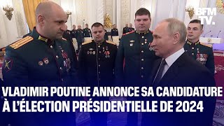 Vladimir Poutine annonce sa candidature à l’élection présidentielle de 2024 en Russie [upl. by Irvine]