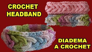 Diadema a crochet PUNTO ESPIGAS CRUZADAS tiara vincha  tutorial  tejido  ganchillo [upl. by Adyl]