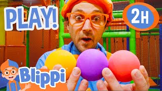 Blippi Learn Shapes and Colours at the Funtastic Playtorium  2 HOURS OF BLIPPI TOYS [upl. by Lewis]