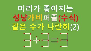 같은수가나란히2성냥개비퍼즐10문제산술퍼즐00941 [upl. by Graff]