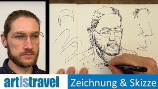 Porträt zeichnen mit dem Fineliner  Ganz einfach zeichnen lernen 23 [upl. by Bezanson]