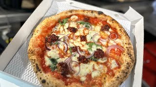 My Nduja pizza baked live and unedited with gozney Dome in my Chevy p10 pizza truck [upl. by Stralka]