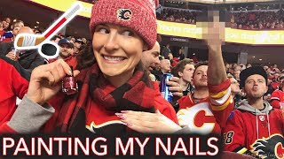 Painting My Nails at a Hockey Game eh 🇨🇦 [upl. by Eolc]