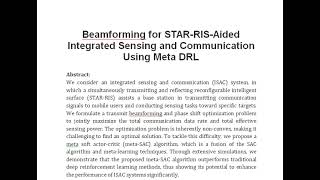 Beamforming for STAR RIS Aided Integrated Sensing and Communication Using Meta DRL [upl. by Griselda744]