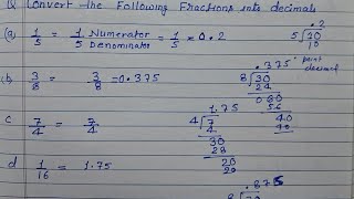 Write the following fractions in decimal number [upl. by Akit268]