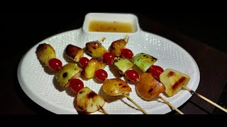 Fruit tikka  Grilled fruits tikka recipe  Vegetarian fruits kabab  Savoury World [upl. by Harland]