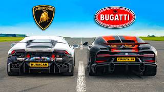 Bugatti Chiron SS v 1800hp Lambo Huracan DRAG RACE [upl. by Adolph]