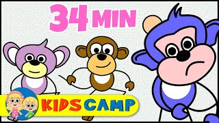 Five Little Monkeys  More Nursery Rhymes And Kids Songs by KidsCamp [upl. by Lotson]