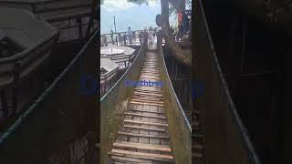 Deathtrap low rail walking bridge northern Thailand for fat man walking [upl. by Anawad]