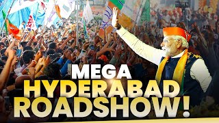 LIVE Prime Minister Narendra Modis massive roadshow in Hyderabad [upl. by Dahc]