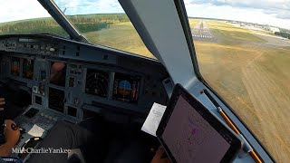 Airbus A320 landing in Windy RIGA Cockpit View [upl. by Particia658]