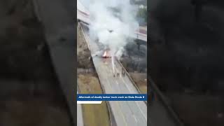 Wall of fire created from fuel tanker crash on Pennsylvania Turnpike tankertruck Pennsylvania [upl. by Kahn7]