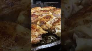 Cast Iron Chicken Thighs cooking [upl. by Trev206]