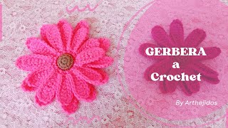 GERBERA Tejida a CROCHET 🧶 SUPER FÁCIL [upl. by Yelrebmik649]