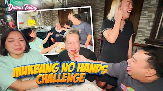 MUKBANG NO HANDS CHALLENGE WITH BEKS FRIENDS  CARINDERIA STYLE   DIVINE TETAY [upl. by Nezam]