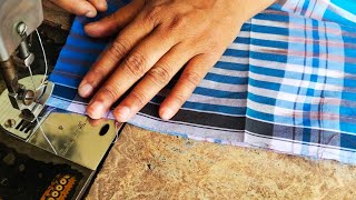 নতুনদের জন্য সহজ নিয়মে লুঙ্গি সেলাই  lungi silai  lungi selai  lungi stitching for beginners [upl. by Arika]