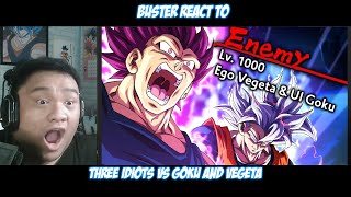 Buster Reaction to DotoDoya  Three Idiots VS Goku And Vegeta [upl. by Abih595]