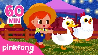 Cinco Animalitos Bailando Sin Parar y más🐓  Animales de la Granja  Pinkfong Canciones Infantiles [upl. by Odracir]