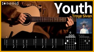 355Troye Sivan트로이시반  Youth 기타 【★☆☆☆☆】  Guitar tutorial ギター 弾いてみた 【TAB譜】 [upl. by Hux8]