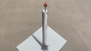 3D Candle Drawing  Amazing Anamorphic Art Illusion [upl. by Kermie]