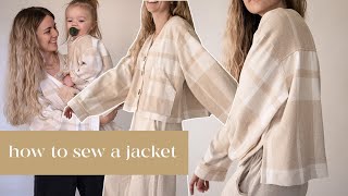 Billie Jacket Pattern  Sewing Tutorial  How To Sew A Blanket Shacket  Women  Mini Sizes [upl. by Ahsii985]