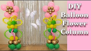 DIY Balloon Flower column  How to make Balloon Flower Columnآموزش بادكنك آرايي Balon zinciri [upl. by Angelika933]