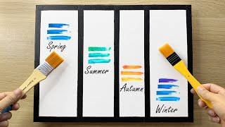 Set of 4 Seasons Acrylic Painting Using Masking Tape  Wow Art [upl. by Nirda]