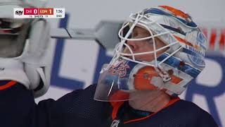 Calvin Pickard of the Edmonton Oilers denies MacKenzie Entwistle on penalty shot 25012024 [upl. by Eetnahs]