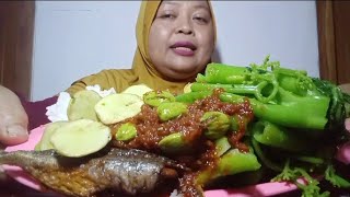 Mukbang hari ini grogi😩😄daun pepaya jengkol pete ikan asin huuh tida lawan😋🤗 [upl. by Annavas]