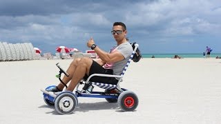 Hovering along South Beach boardwalk in a HoverSeat [upl. by Agosto768]