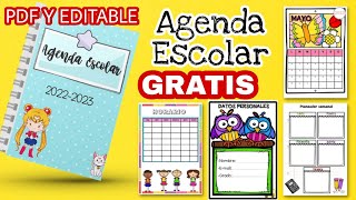 Agenda Escolar 2022 para imprimir GRATIS👉PDF y EDITABLE [upl. by Medwin]