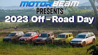 Jimny vs Thar vs ScorpioN vs Hilux vs Grand Cherokee  OffRoad Day  MotorBeam [upl. by Amarillas]