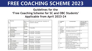 Free Coaching Scheme for SC and OBC Students 2023 by govt of India  freecoaching [upl. by Tertias431]