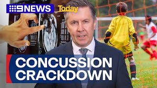 Major overhaul to concussion handling in sport  9 News Australia [upl. by Polk]